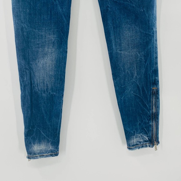 Dsquared2 Paint Splatter Skinny Jeans Size 40 Size 4 Medium Wash Rigid Denim - Picture 6 of 16